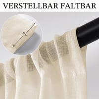 Set draperii transparente Softalker cu buzunar pentru galerie, voal bej pentru living, 160 cm, extra lungi pentru sistem de șină, 2 buc. 2