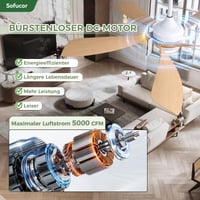 Ventilator de tavan Sofucor 132 cm cu lampă și telecomandă, LED, motor DC, 6 viteze, reglabil, temporizator, silențios, funcționare vară-iarnă 5