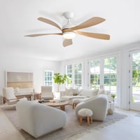 Ventilator de tavan Sofucor 132 cm cu lampă și telecomandă, LED, motor DC, 6 viteze, reglabil, temporizator, silențios, funcționare vară-iarnă 8