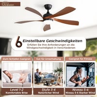 Sofucor 132 cm Mennyezeti Ventilátor Lámpával, Távirányítóval, 6 Fokozat, Időzítő, Hálószobához 3
