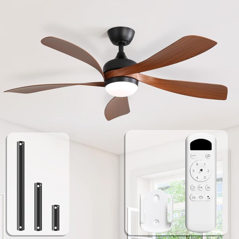 Sofucor 132 cm Mennyezeti Ventilátor Lámpával, Távirányítóval, 6 Fokozat, Időzítő, Hálószobához