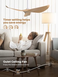 Ventilator de tavan modern Sofucor de 38 inch, fără lampă, 3 pale, culoare lemn 2
