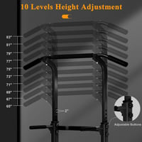 sogesfurniture Power Tower fekete, nyújtó és dip állomás húzódzkodórúddal, magasságállítás 165-210 cm 6