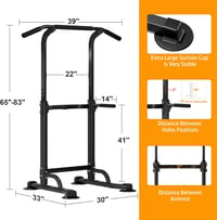 sogesfurniture Power Tower fekete, nyújtó és dip állomás húzódzkodórúddal, magasságállítás 165-210 cm 7