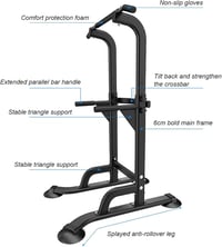 sogesfurniture Power Tower fekete, nyújtó és dip állomás húzódzkodórúddal, magasságállítás 165-210 cm 4