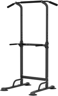 sogesfurniture Power Tower fekete, nyújtó és dip állomás húzódzkodórúddal, magasságállítás 165-210 cm 1