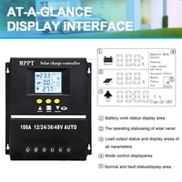 SOGTICPS 100A MPPT solarni regulator punjenja 12V 24V 36V 48V s LCD zaslonom, 100V maksimalni ulaz, dual USB, za olovne i litijske baterije 5