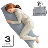 Față de pernă pentru dormit lateral Soifox 40x145 cm, 2 bucăți, gri, cu fermoar, 100% microfibră, hipoalergenică 2
