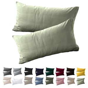 Soifox jastučnica 40x80 cm, 2 kom - Kadulja zelena, 100% mikrovlakna, ne zahtijeva glačanje i otporna na gužvanje, s patentnim zatvaračem