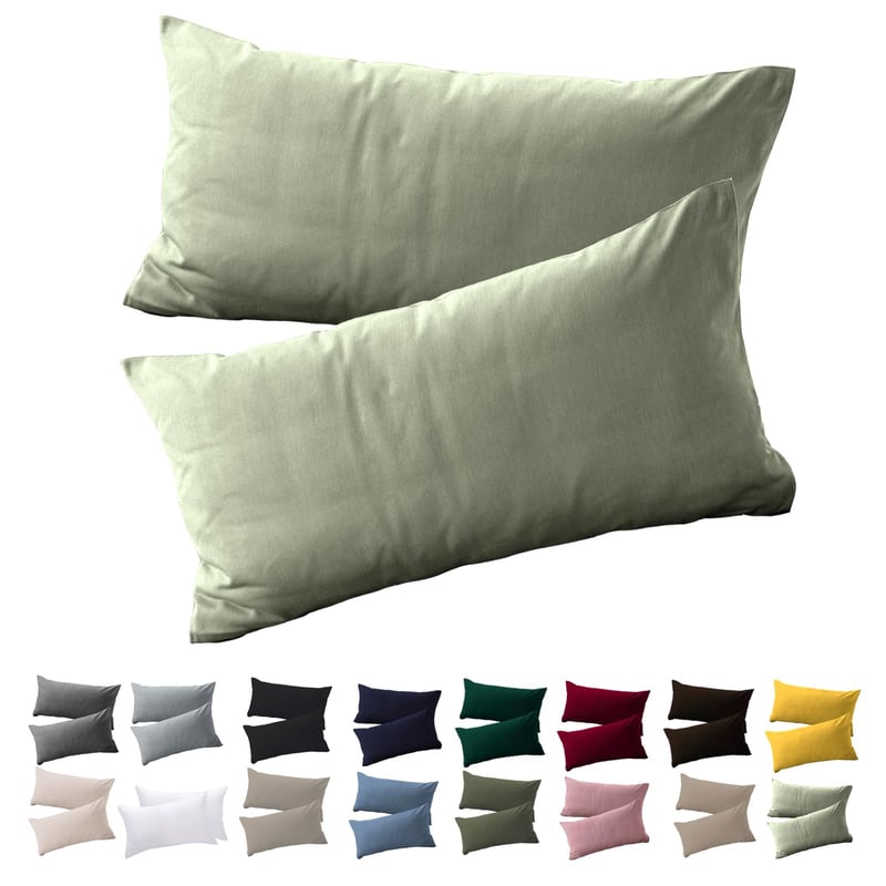 Obliečky na vankúš Soifox 40x80 cm, 2 ks - Šalviovo zelené, 100% mikrovlákno, nežehlivé a nekrčivé, so zipsom