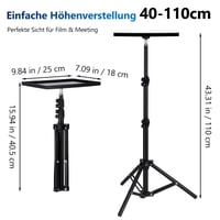 SOIMISS Skladací statív na projektor, nastaviteľná výška 40-110 cm, s táckou, držiak na notebook, čierny, prenosný na fotoaparát a projektor 2