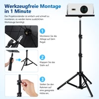 SOIMISS Skladací statív na projektor, nastaviteľná výška 40-110 cm, s táckou, držiak na notebook, čierny, prenosný na fotoaparát a projektor 6