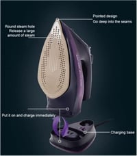SOKANY AJ2085 Vezeték Nélküli Gőzölős Vasaló, 2400W, 370ml Víztartály, Kerámia Talp, Hordozható, Lila 6