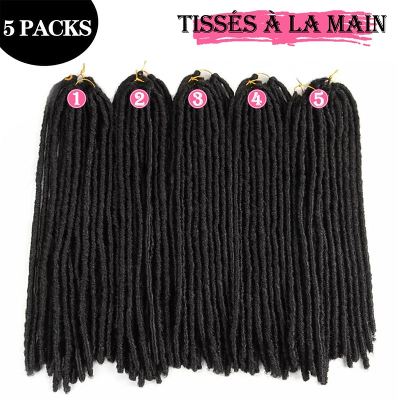 SOKU Műhaj Istennő Locs Szett - 5 Csomag Horgolt Raszta Hajhosszabbítás, Sötétbarna, 66 cm, Szintetikus Puha Fonott Dreadlock
