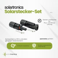 Solartronics 6 parova solarnih konektora MC4 kompatibilnih, crni, IP67 vodootporni PV utikač muški-ženski za solarni kabel 4mm² - 6mm² s ključem za zatezanje 3