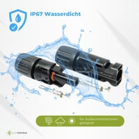 Solartronics 6 parova solarnih konektora MC4 kompatibilnih, crni, IP67 vodootporni PV utikač muški-ženski za solarni kabel 4mm² - 6mm² s ključem za zatezanje 6