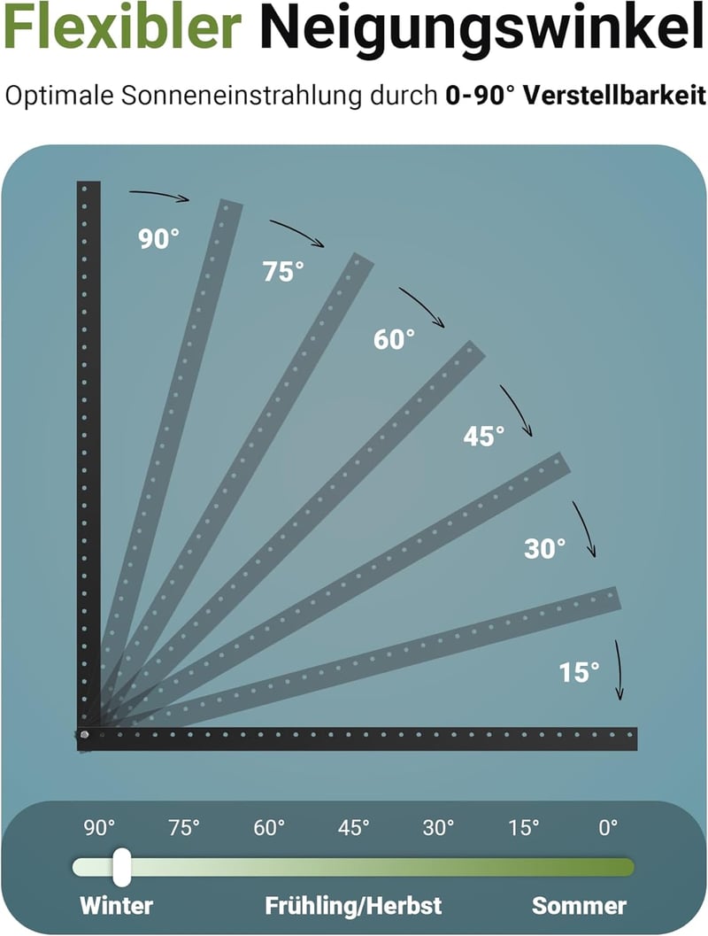SolarXon Napelem Tartó Fekete Alumínium 118cm 0-90° Balkon Erőmű