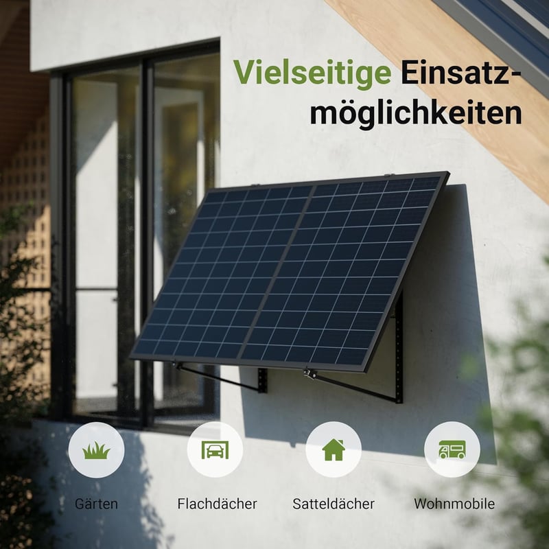 SolarXon Napelem Tartó Fekete Alumínium 118cm 0-90° Balkon Erőmű
