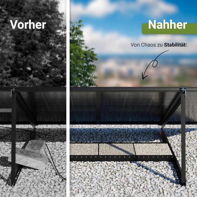SolarXon Napelem Tartó Fekete Alumínium 118cm 0-90° Balkon Erőmű