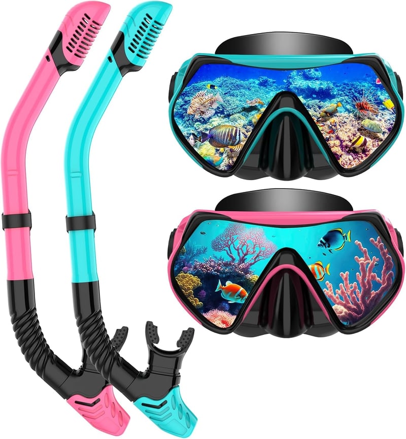 Set de snorkeling Solava pentru adulți, cu mască de scufundări anti-aburire și tub de snorkel uscat, mască profesională din sticlă securizată pentru snorkeling