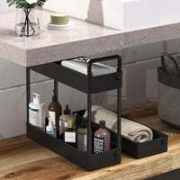SOLEJAZZ 3 Szintes Keskeny Konyhai Gurulós Polc - Fürdőszobai, Mosókonyhába, Hálószobába - Műanyag Tárolókocsi Fogantyúval, Fekete, 13x40x61 - Black 5