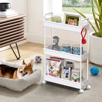 SOLEJAZZ Keskeny Konyhai Gurulós Polc 3 Szintes, Fehér Műanyag Tárolókocsi Fürdőszobába, Mosókonyhába, Hálószobába, Szűk Helyekre, 13x40x61  6