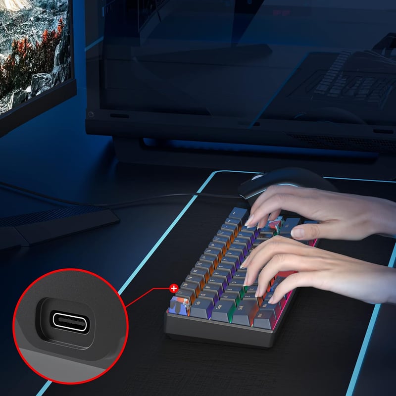 SOLIDEE 61 gombos mechanikus gaming billentyűzet piros kapcsolóval LED háttérvilágítással