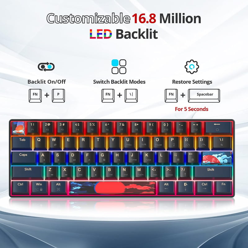SOLIDEE 61 gombos mechanikus gaming billentyűzet piros kapcsolóval LED háttérvilágítással