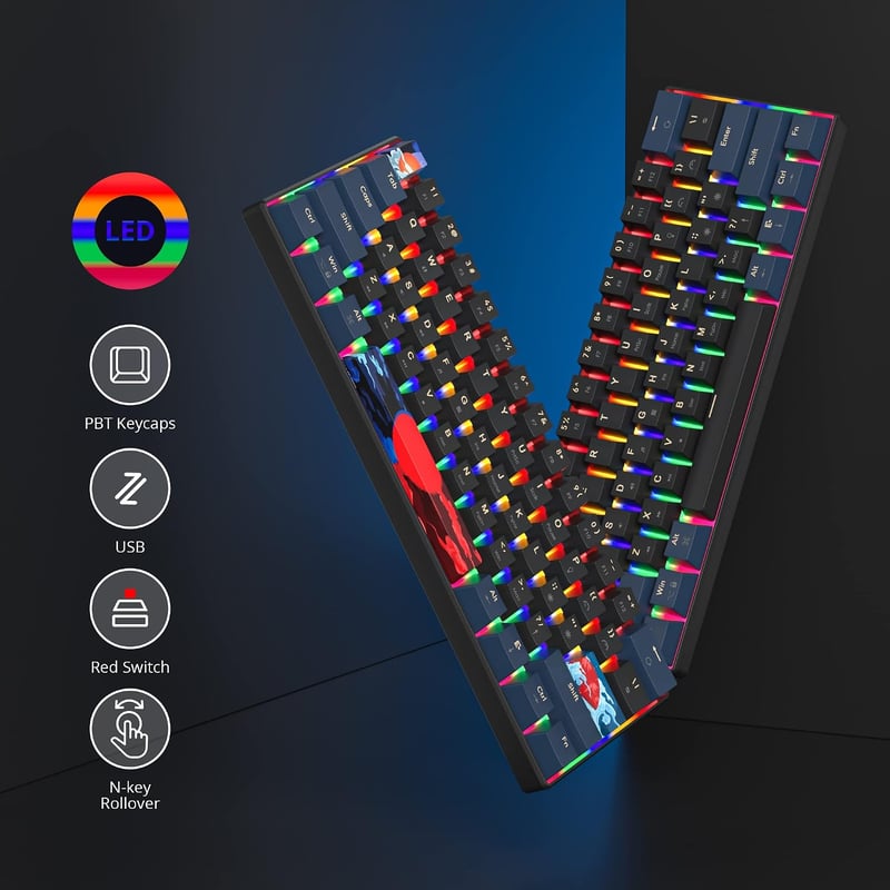 SOLIDEE 61 gombos mechanikus gaming billentyűzet piros kapcsolóval LED háttérvilágítással