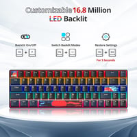 Tastatură mecanică de gaming SOLIDEE 65%, 68 de taste, switch-uri roșii, iluminare LED - negru-albastru 5