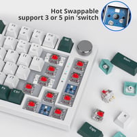 SOLIDEE 75% Vezetékes Mechanikus Gamer Billentyűzet, Hot-swap, RGB Háttérvilágítás, Gasket Szerkezet, TKL 82 Gombos, Forgógombbal (Forest) 4