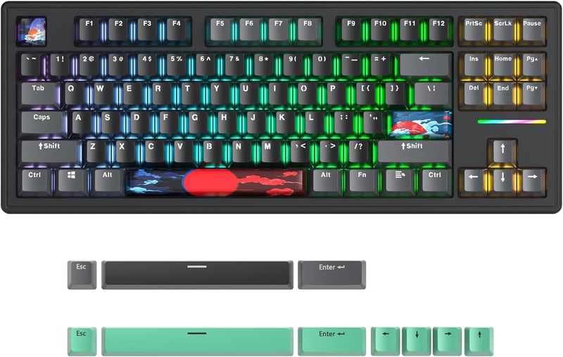 SOLIDEE 87 Gombos Mechanikus Gaming Billentyűzet RGB Háttérvilágítással Cserélhető Kapcsolókkal