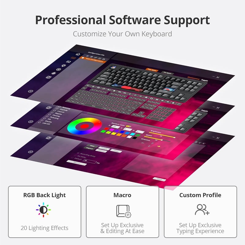 SOLIDEE 87 Gombos Mechanikus Gaming Billentyűzet RGB Háttérvilágítással Cserélhető Kapcsolókkal