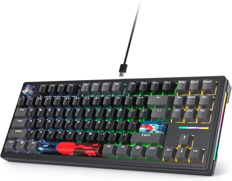 SOLIDEE 87 Gombos Mechanikus Gaming Billentyűzet RGB Háttérvilágítással Cserélhető Kapcsolókkal