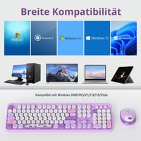 SOLIDEE bezdrôtová súprava klávesnice a myši v štýle retro písacieho stroja, 104 klávesov s numerickou klávesnicou, 2,4 GHz, fialová (Bear Purple) 8