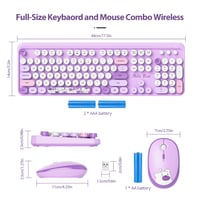 SOLIDEE bezdrôtová súprava klávesnice a myši v štýle retro písacieho stroja, 104 klávesov s numerickou klávesnicou, 2,4 GHz, fialová (Bear Purple) 2