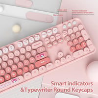 SOLIDEE Vezeték nélküli billentyűzet és egér szett, ergonomikus, rózsaszín - Bear Diary Pink/American (QWERTY) 5