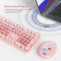 SOLIDEE Vezeték nélküli billentyűzet és egér szett, ergonomikus, rózsaszín - Bear Diary Pink/American (QWERTY) 3