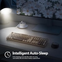 SOLIDEE Wireless Billentyűzet és Egér Szett, Retro Gépírógép Stílusú, 2.4 GHz, 104 Gomb, Numerikus Billentyűzet - Mixed Colour Coffee/American (QWERTY) 6