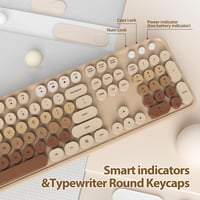 SOLIDEE Wireless Billentyűzet és Egér Szett, Retro Gépírógép Stílusú, 2.4 GHz, 104 Gomb, Numerikus Billentyűzet - Mixed Colour Coffee/American (QWERTY) 3