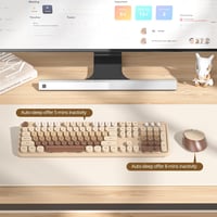 SOLIDEE Wireless Billentyűzet és Egér Szett, Retro Gépírógép Stílusú, 2.4 GHz, 104 Gomb, Numerikus Billentyűzet - Mixed Colour Coffee/American (QWERTY) 2