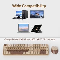 SOLIDEE Wireless Billentyűzet és Egér Szett, Retro Gépírógép Stílusú, 2.4 GHz, 104 Gomb, Numerikus Billentyűzet - Mixed Colour Coffee/American (QWERTY) 8