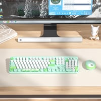 SOLIDEE Wireless Billentyűzet és Egér Szett - Retro Gépírógép Stílus, 2.4GHz, 104 Gomb, Numerikus Billentyűzet, Ergonomikus, Zöld 3