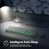 SOLIDEE Wireless Billentyűzet és Egér Szett - Retro Gépírógép Stílus, 2.4GHz, 104 Gomb, Numerikus Billentyűzet, Ergonomikus, Zöld 6