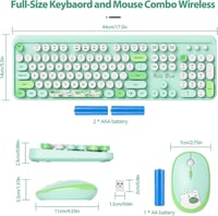 SOLIDEE Wireless Billentyűzet és Egér Szett - Retro Gépírógép Stílus, 2.4GHz, 104 Gomb, Numerikus Billentyűzet, Ergonomikus, Zöld 2