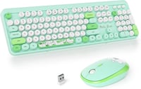 SOLIDEE Wireless Billentyűzet és Egér Szett - Retro Gépírógép Stílus, 2.4GHz, 104 Gomb, Numerikus Billentyűzet, Ergonomikus, Zöld 1