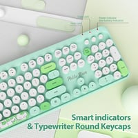 SOLIDEE Wireless Billentyűzet és Egér Szett - Retro Gépírógép Stílus, 2.4GHz, 104 Gomb, Numerikus Billentyűzet, Ergonomikus, Zöld 4