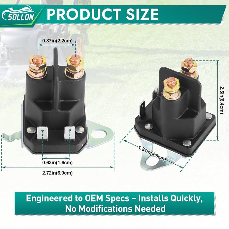 SOLLON 12V Indítórelé Solenoidszelep Fűnyírógéphez Hómaróhoz Golfautóhoz Traktorhoz