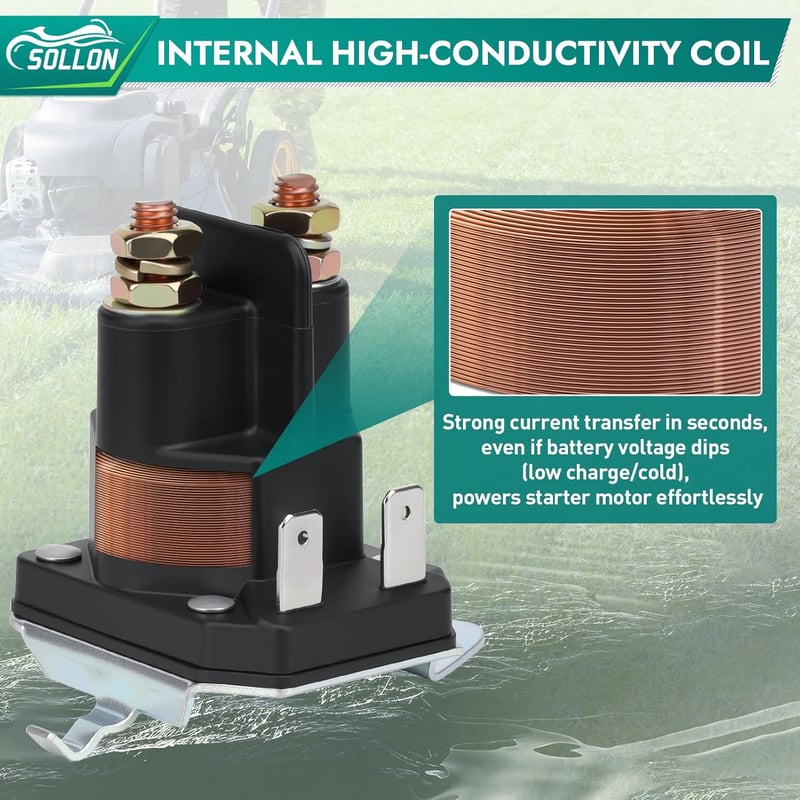 SOLLON 12V Indítórelé Solenoidszelep Fűnyírógéphez Hómaróhoz Golfautóhoz Traktorhoz