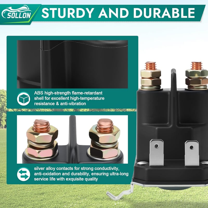 SOLLON 12V Indítórelé Solenoidszelep Fűnyírógéphez Hómaróhoz Golfautóhoz Traktorhoz